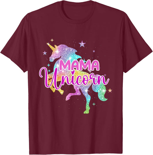 Mama Unicorn - Mythical Animal Fantasy Creature Magical T-Shirt - T-Shirt | Maroon