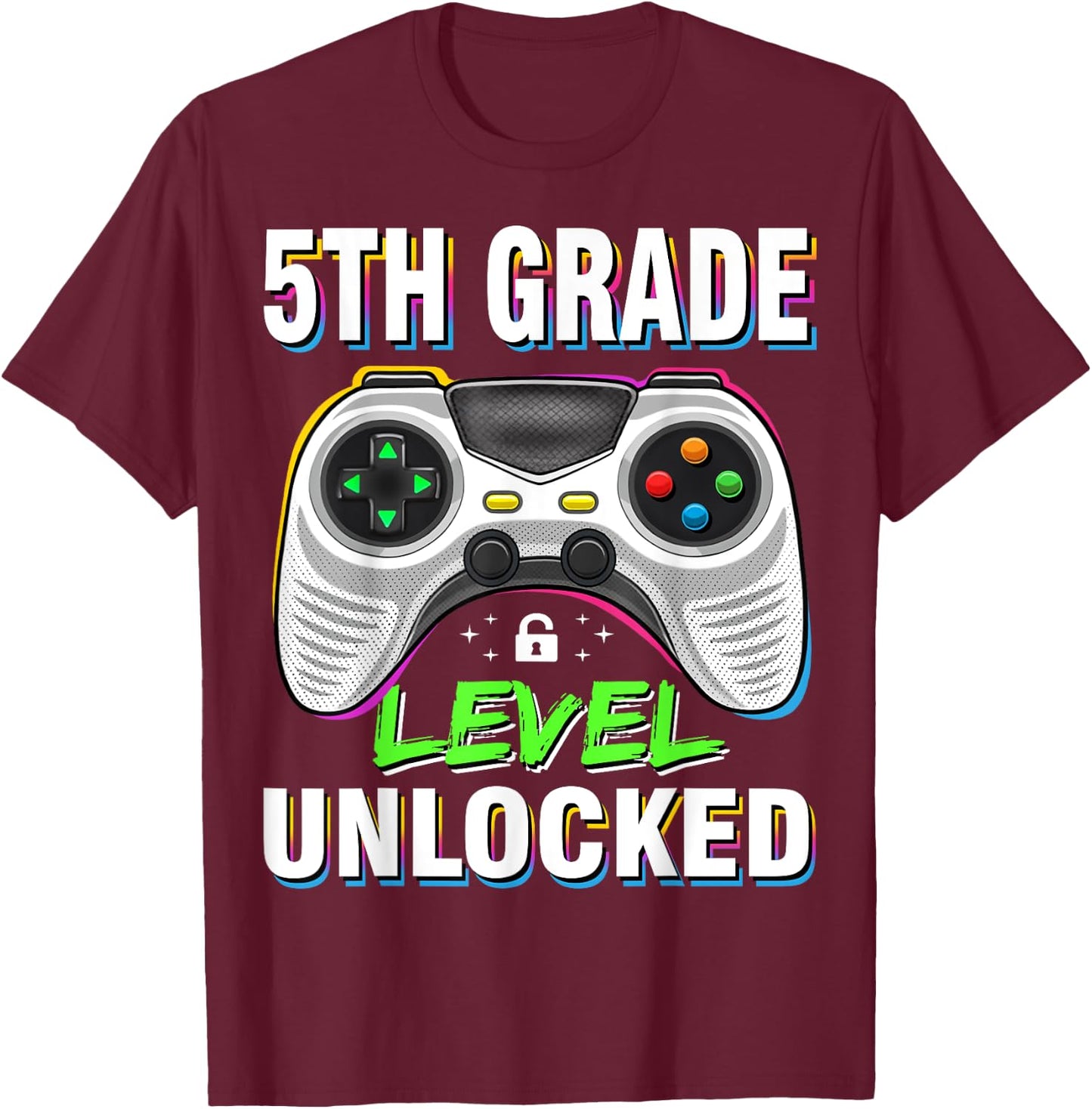 Level 5th Grade Unlocked Back To School First Day Boys Girls T-Shirt - T-Shirt | Maroon