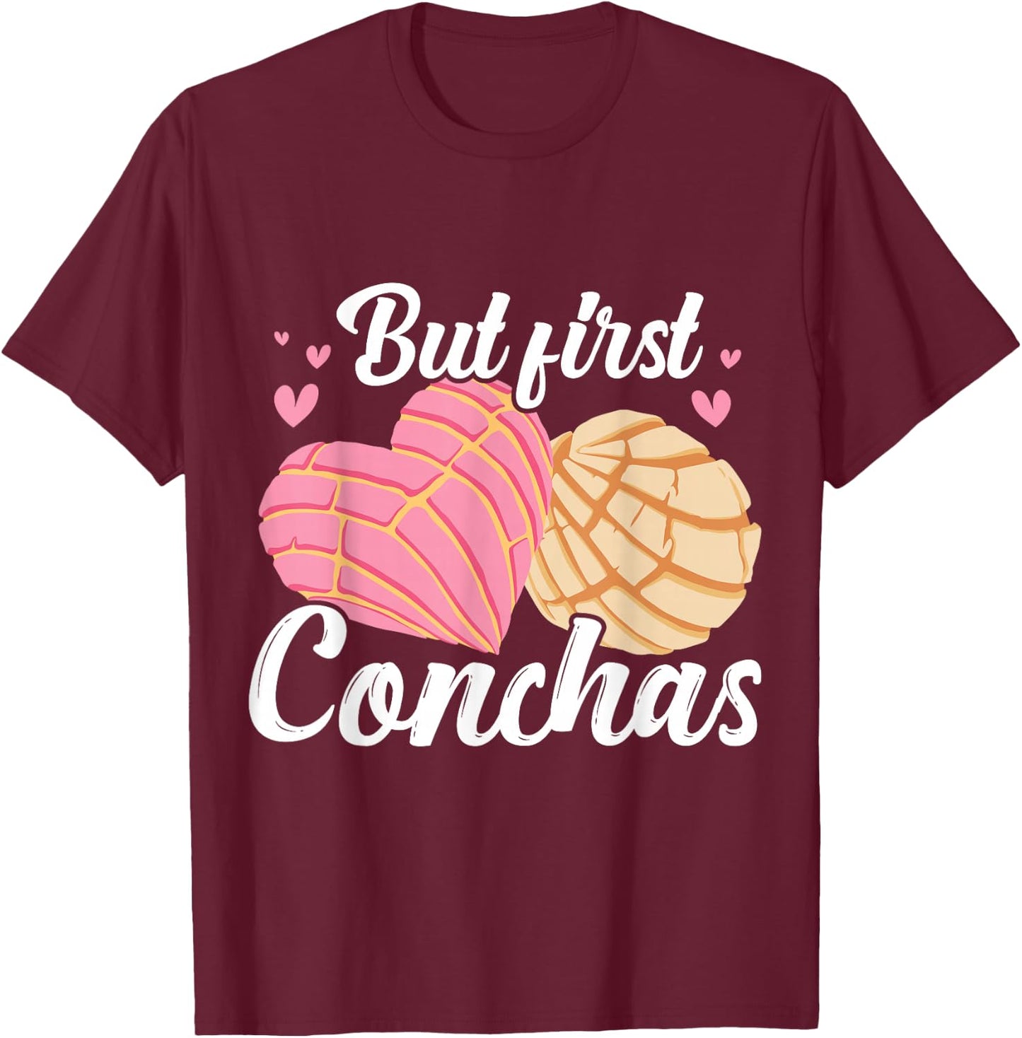 Cafecito Y Chisme Conchas Pan Dulce Gifts Mexican Cultural Design Latina Women's Black Small Classic Fit Short Sleeve T-Shirt - T-Shirt | Maroon
