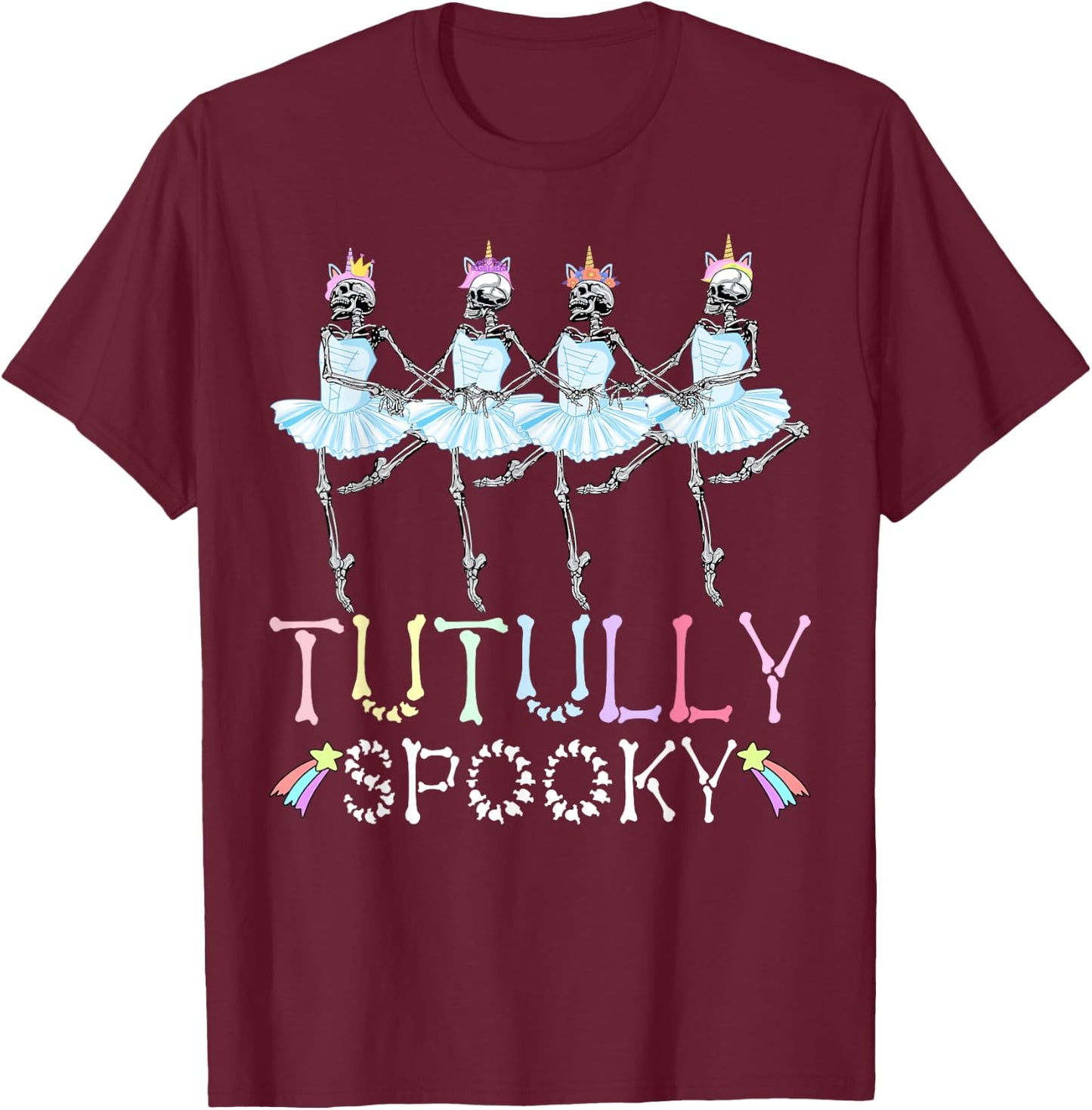Tutully Spooky Halloween Skeleton Ballet Dance Ballerina T-Shirt - T-Shirt | Maroon