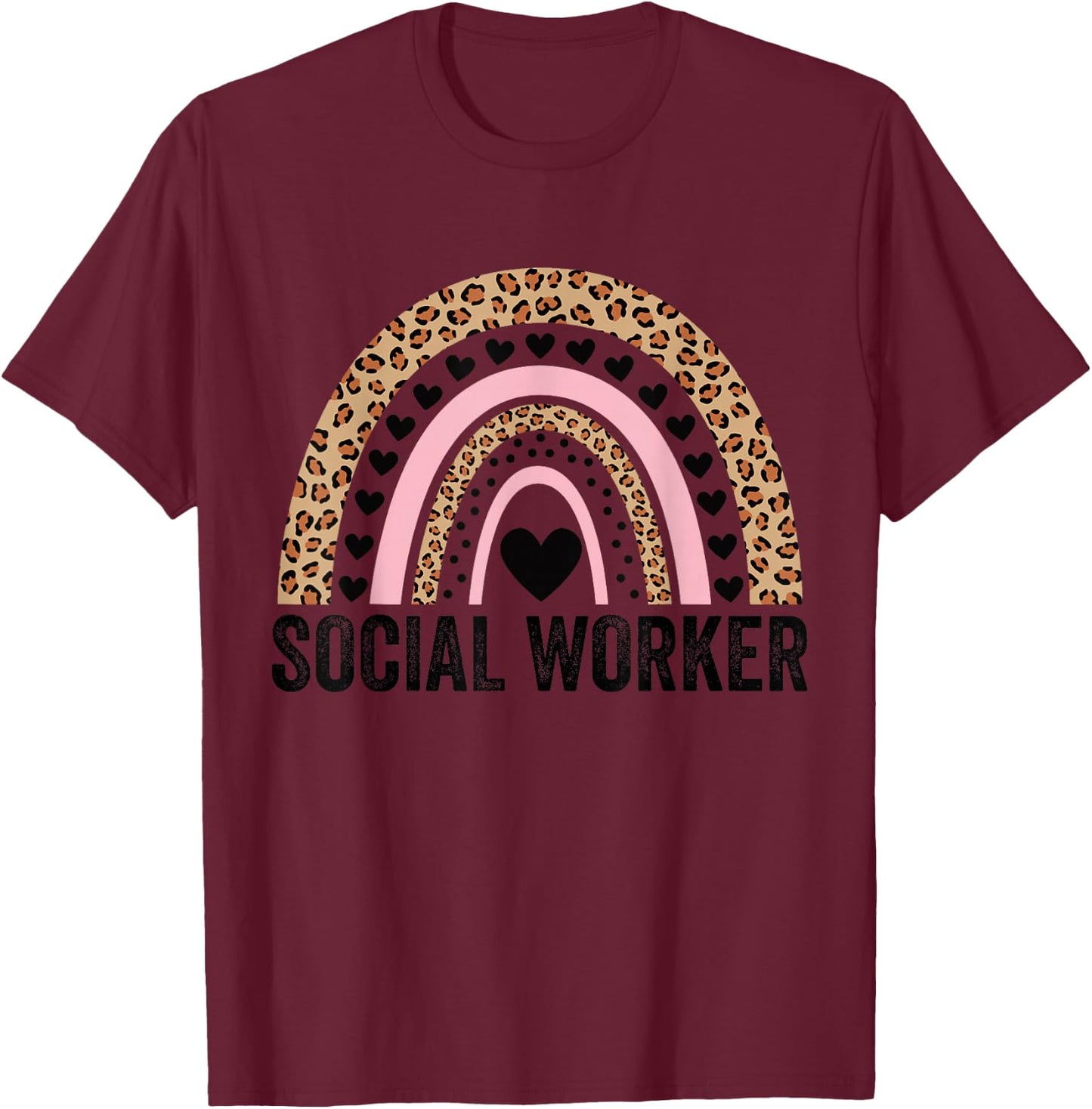 Social Worker School Social Worker Rainbow T-Shirt - T-Shirt | Maroon