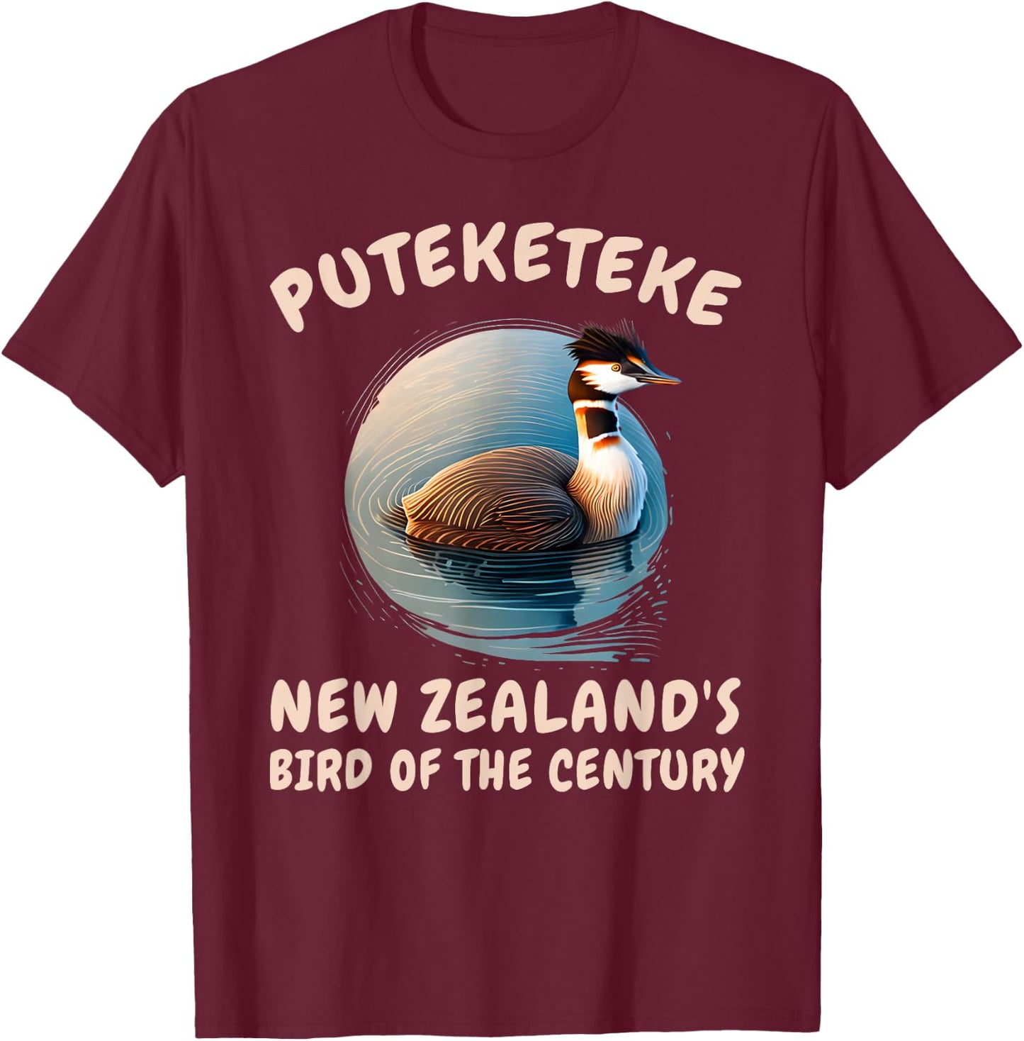 The Puteketeke New Zealand's Bird of the Century men & women T-Shirt - T-Shirt | Maroon