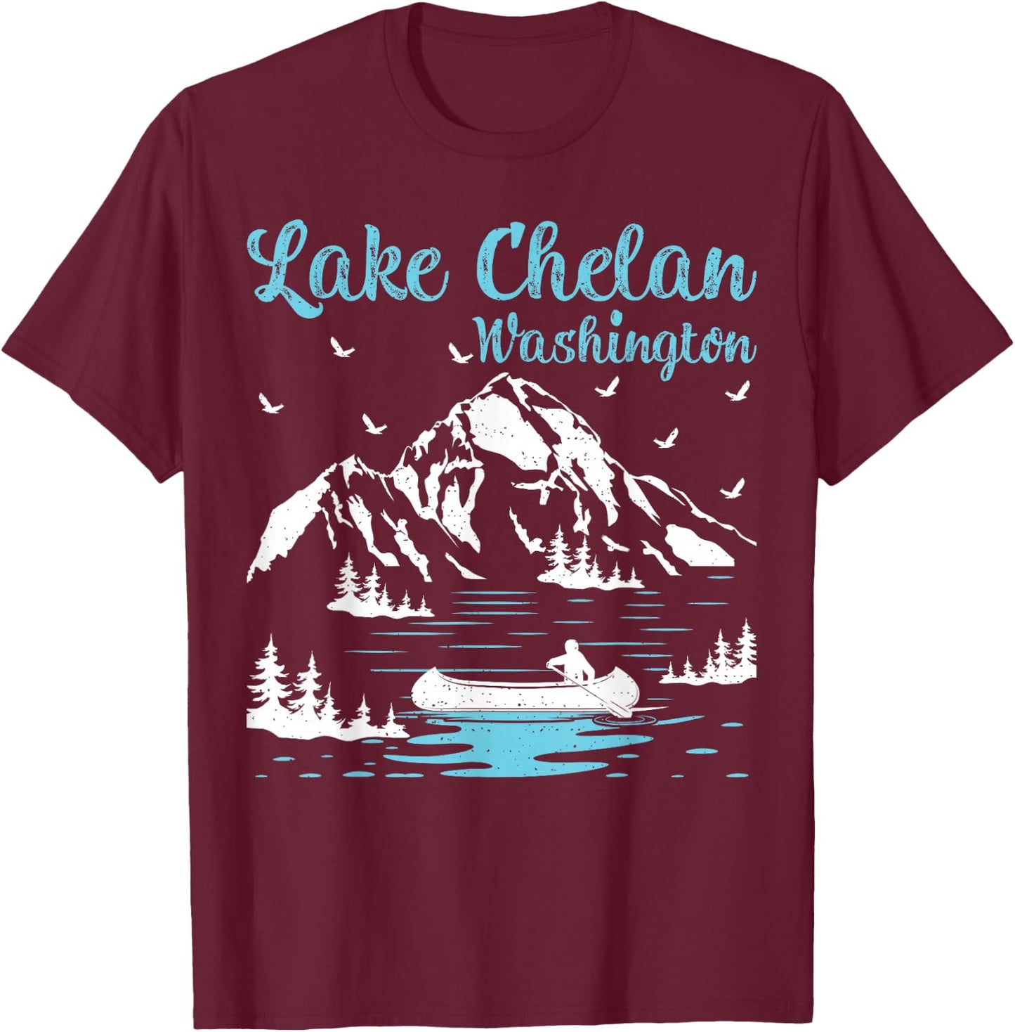 Summer Vacation Retro Washington Lake Chelan T-Shirt - T-Shirt | Maroon