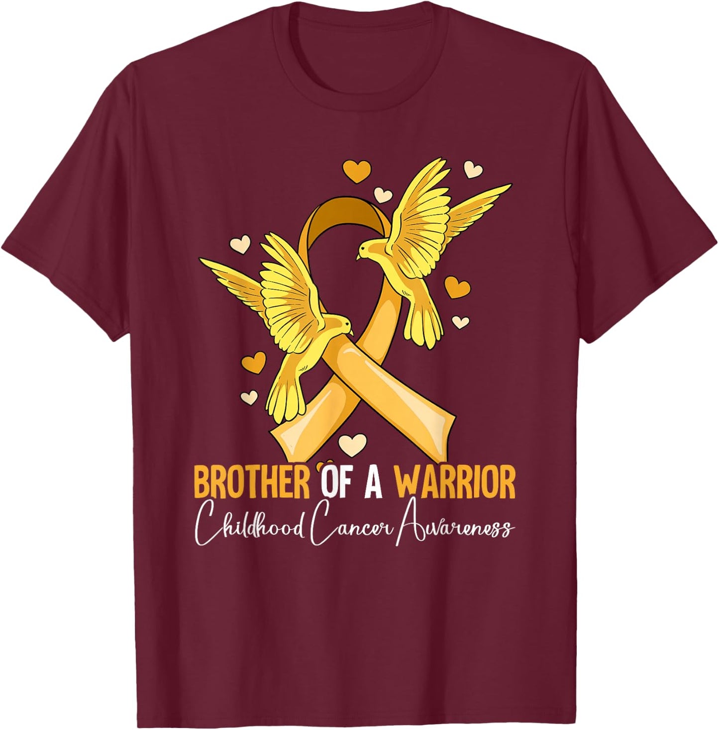 Brother Of A Warrior Childhood Cancer Awareness T-Shirt - T-Shirt | Maroon