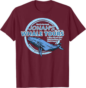 Christian Faith Bible Jonah Whale Tours, Whale Animal Ocean T-Shirt - T-Shirt | Maroon