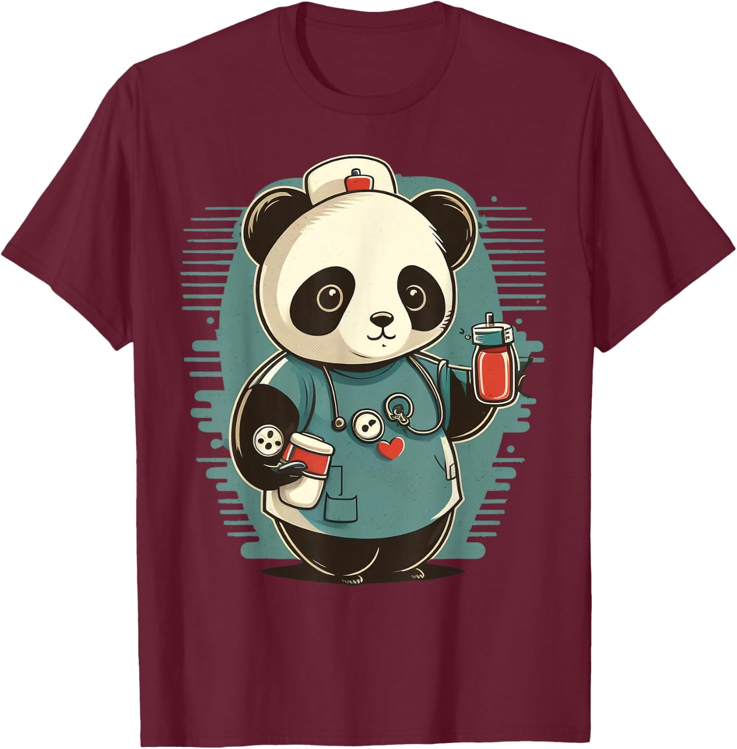 Medical Nursing Panda on Nurse Panda T-Shirt - T-Shirt | Maroon