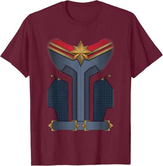 Marvel The Marvels Halloween Captain Marvel Hero Costume T-Shirt - T-Shirt | Maroon
