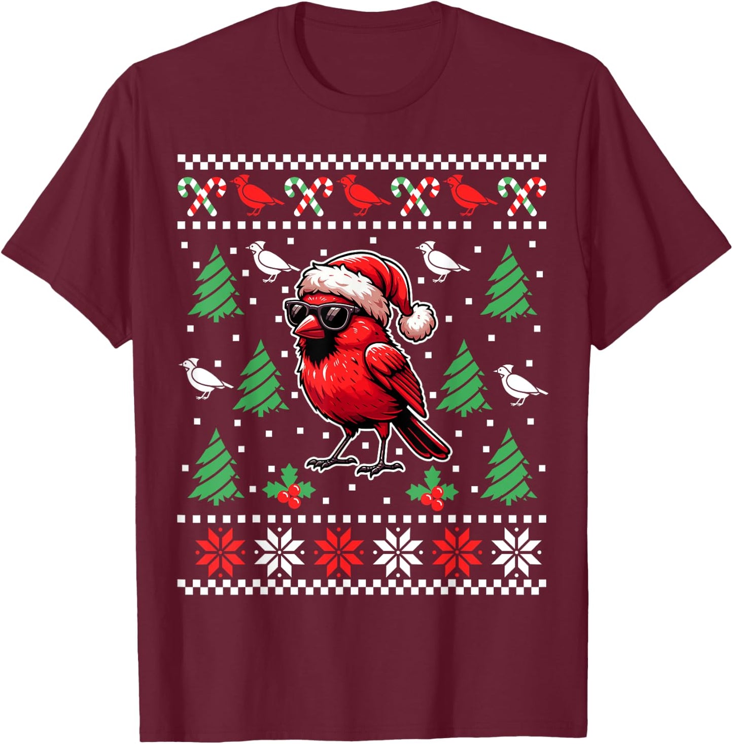 Funny Northern Cardinal Bird Red Cardinal Christmas Xmas T-Shirt - T-Shirt | Maroon