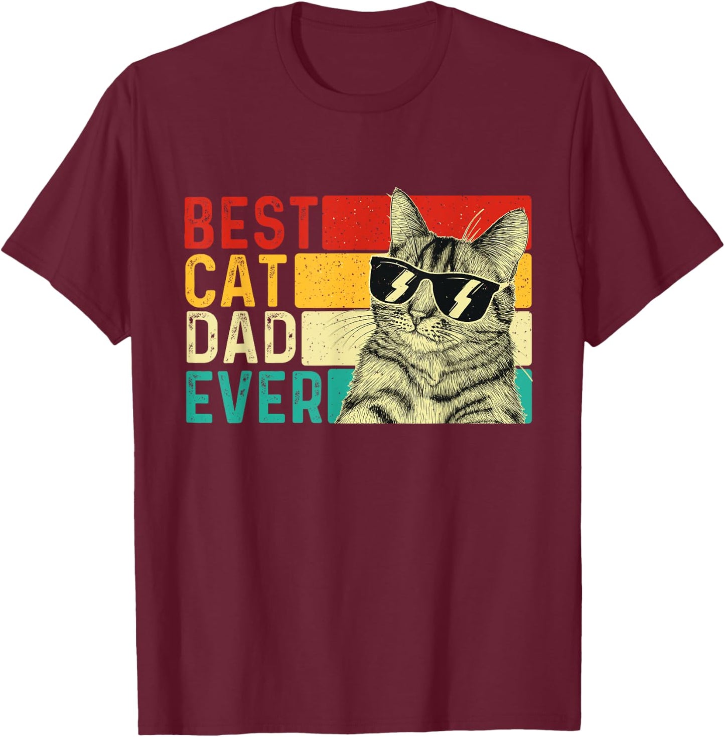Best Cat Dad Ever - Retro Vintage Animal Pet Lover Kitten Men Women Kids T-Shirt - T-Shirt | Maroon