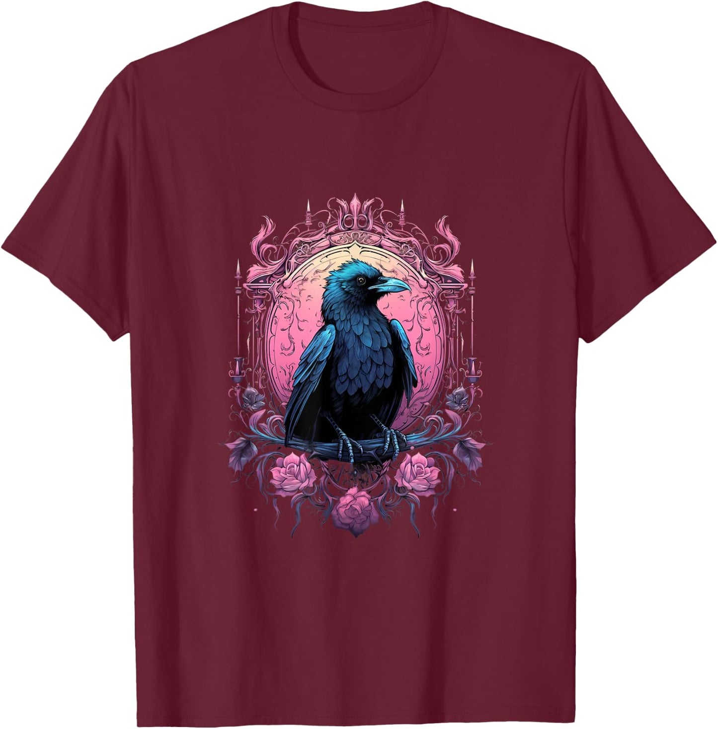Pastel Goth Gothic Crow Bird Kawaii Anime Nu Goth Aesthetic T-Shirt - T-Shirt | Maroon