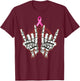 Skeleton Rock On Breast Cancer Awareness 2022 Pink Ribbon T-Shirt - T-Shirt | Maroon
