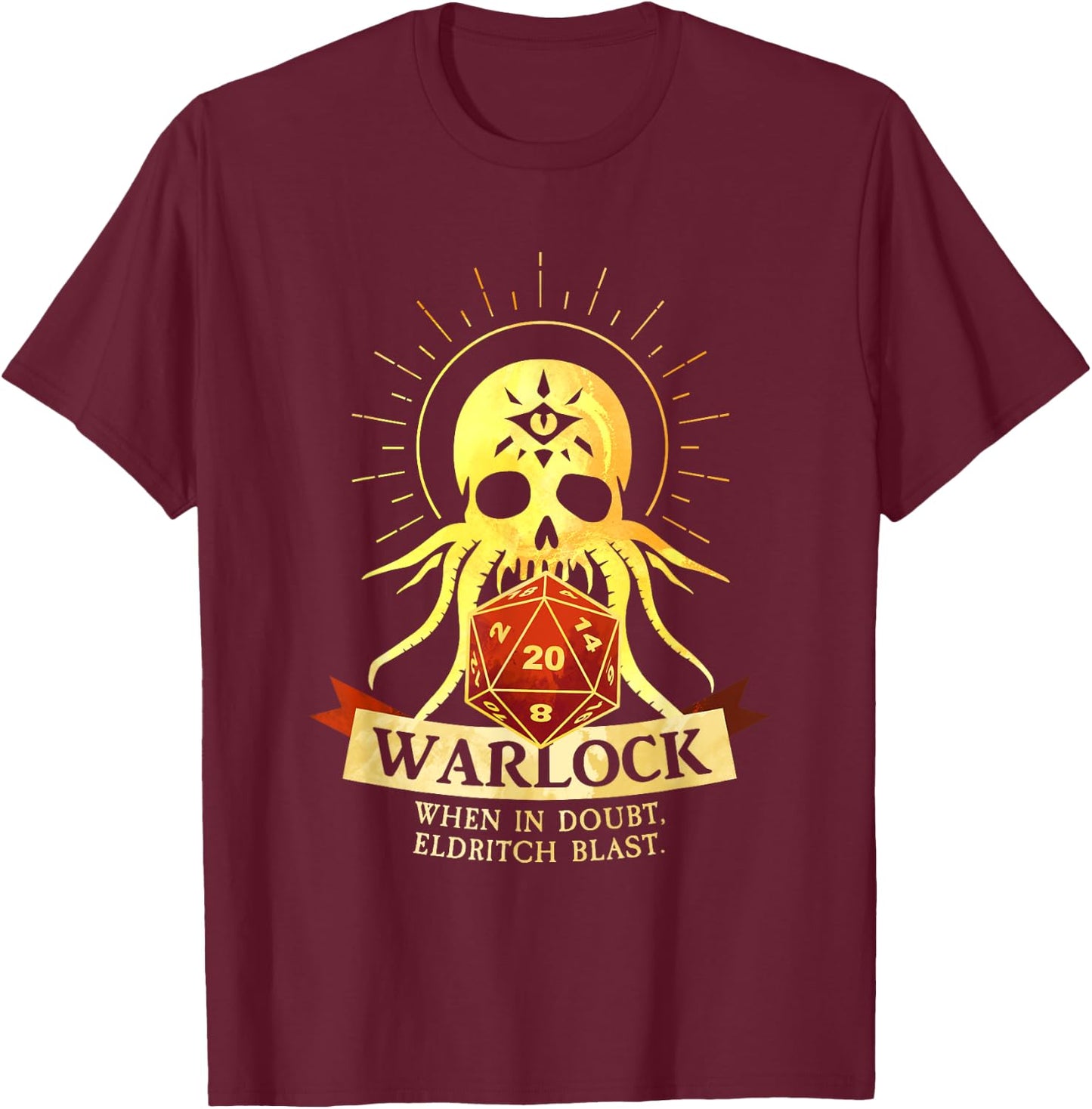 Warlock Fantasy RPG TRPG Gamer Class T-Shirt - T-Shirt | Maroon