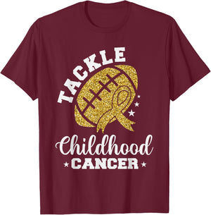 Tackle Childhood cancer Awareness T-Shirt - T-Shirt | Maroon