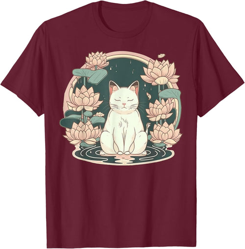 Yoga Meditation Spiritual Zen Lotus Cat on Lotus Flower
