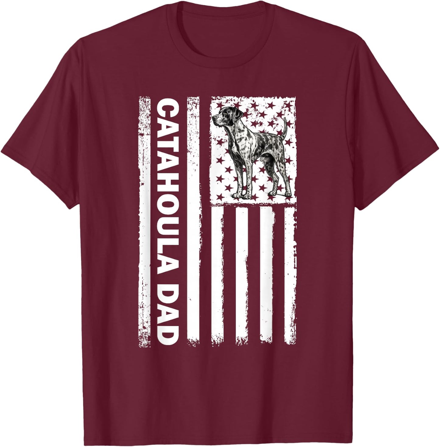 American USA Flag 4th July Catahoula Leopard Dog T-Shirt - T-Shirt | Maroon