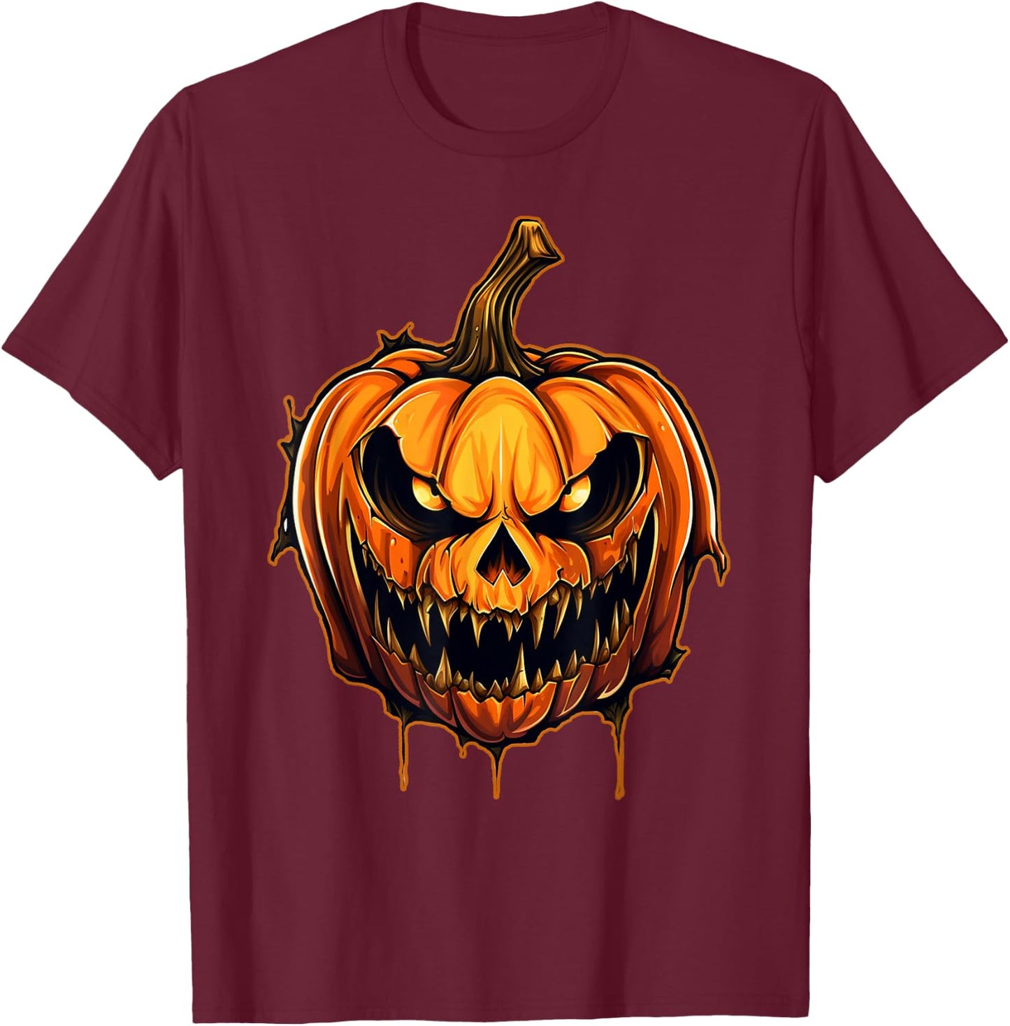 Funny Fall Autumn Halloween Scary Pumpkin lazy Costume T-Shirt - T-Shirt | Maroon