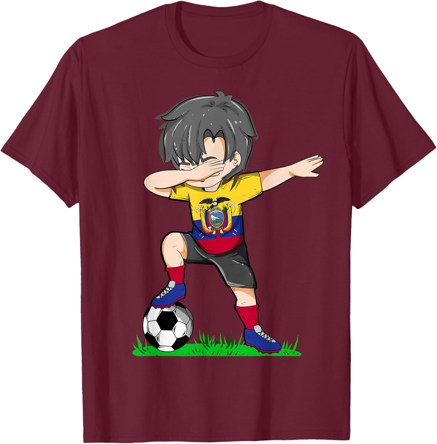 Soccer Ecuador Jersey Shirt Ecuador Flag Football Boys Men T-Shirt - T-Shirt | Maroon