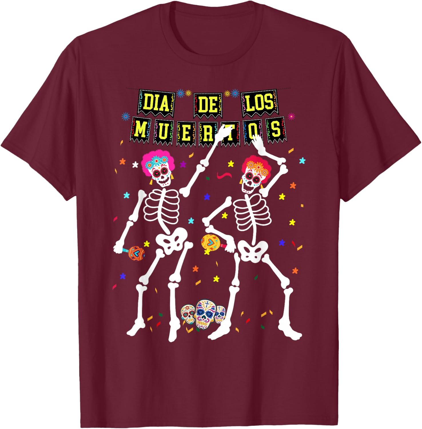 Dia De los Muertos Day of the Dead 2026 2027 Teens T-Shirt - T-Shirt | Maroon