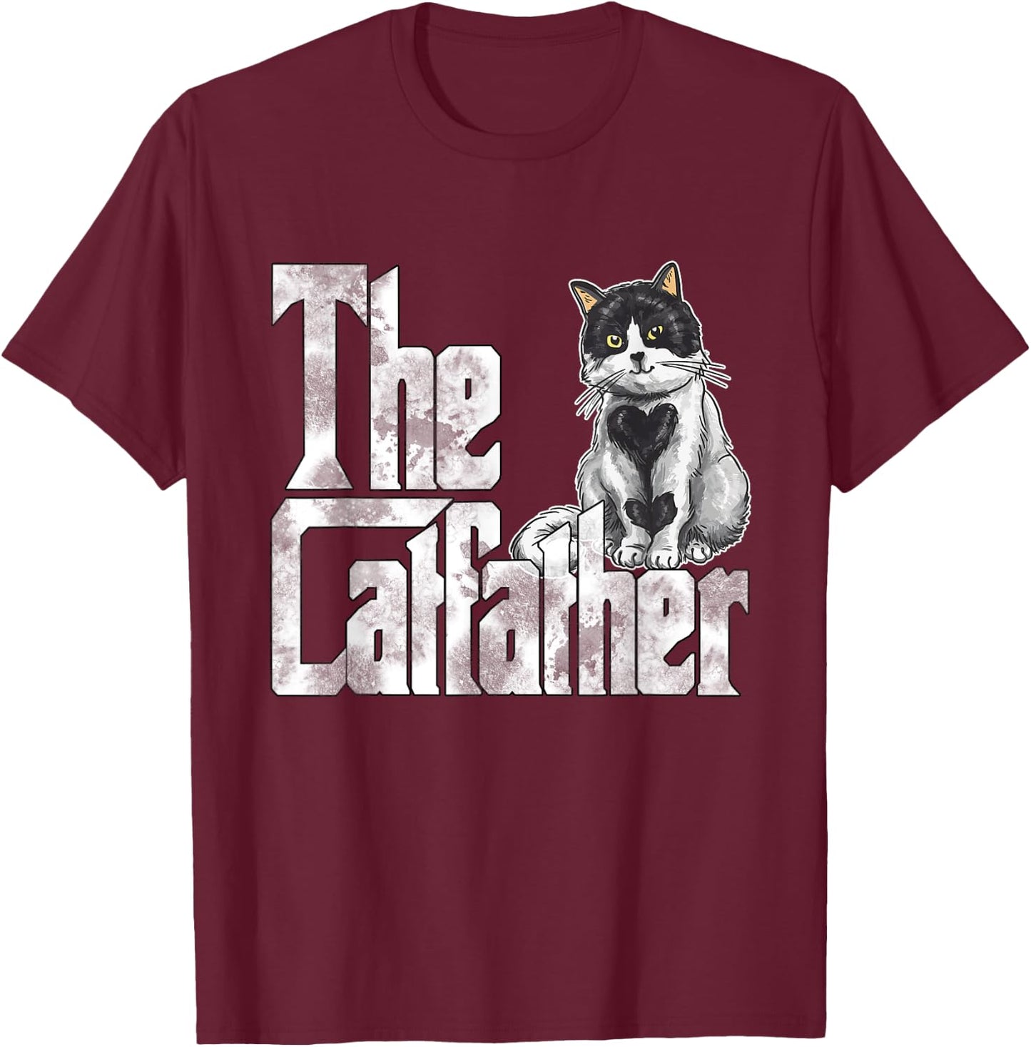 Cat Dad The Catfather Crazy Cat Father Kitty Daddy T-Shirt - T-Shirt | Maroon