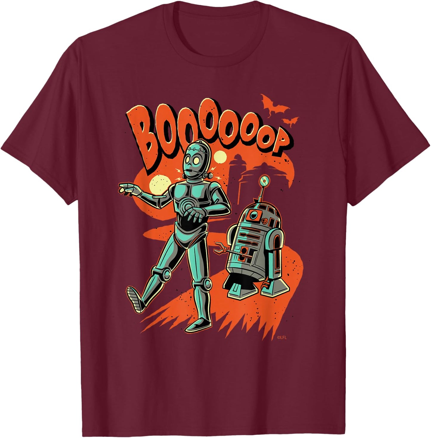 Star Wars R2-D2 & C-3PO Monster Droids Booooop Halloween T-Shirt - T-Shirt | Maroon