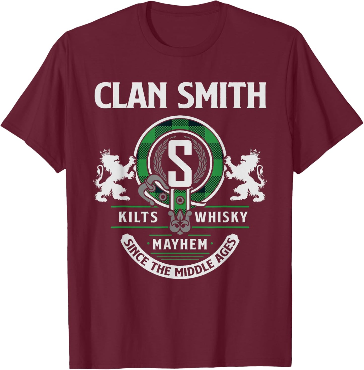 Clan Smith Scottish Surname Family Highland Games T-Shirt - T-Shirt | Maroon