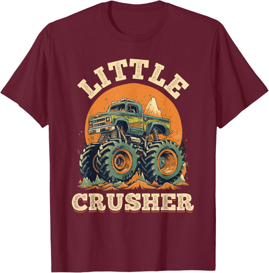 Monster Truck Toddler - Little Crusher T-Shirt - T-Shirt | Maroon