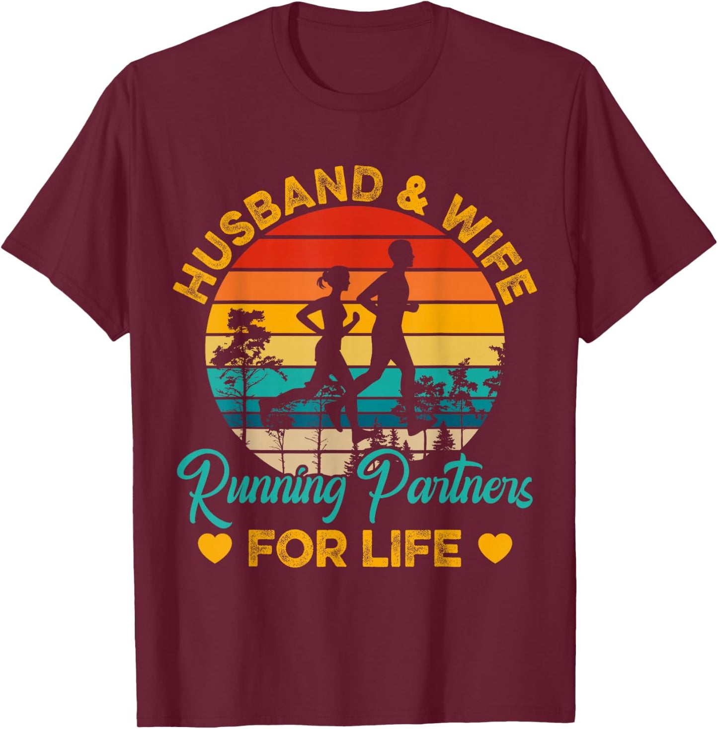 Husband And Wife Running Partners For Life T-Shirt - T-Shirt | Maroon