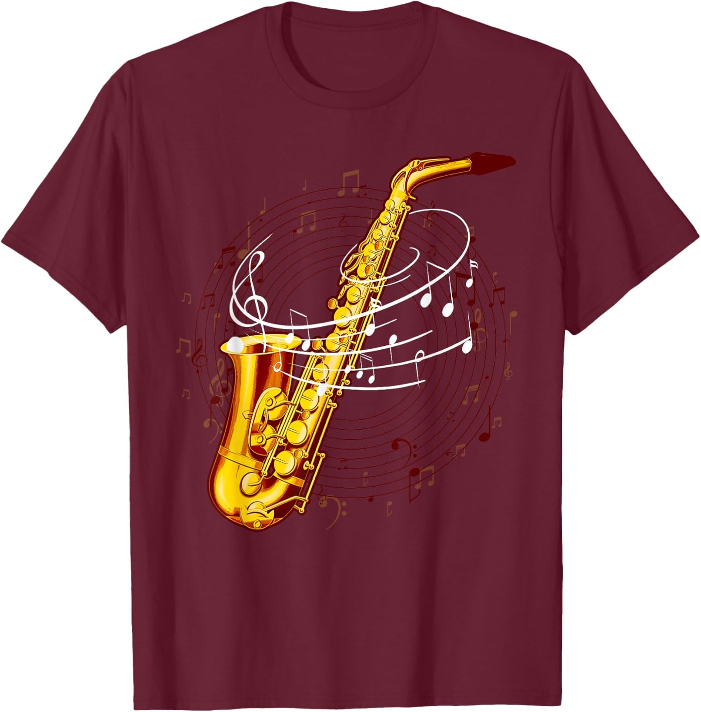 Cool Saxophone Women Jazz Music Notes Musician Sax T-Shirt - T-Shirt | Maroon