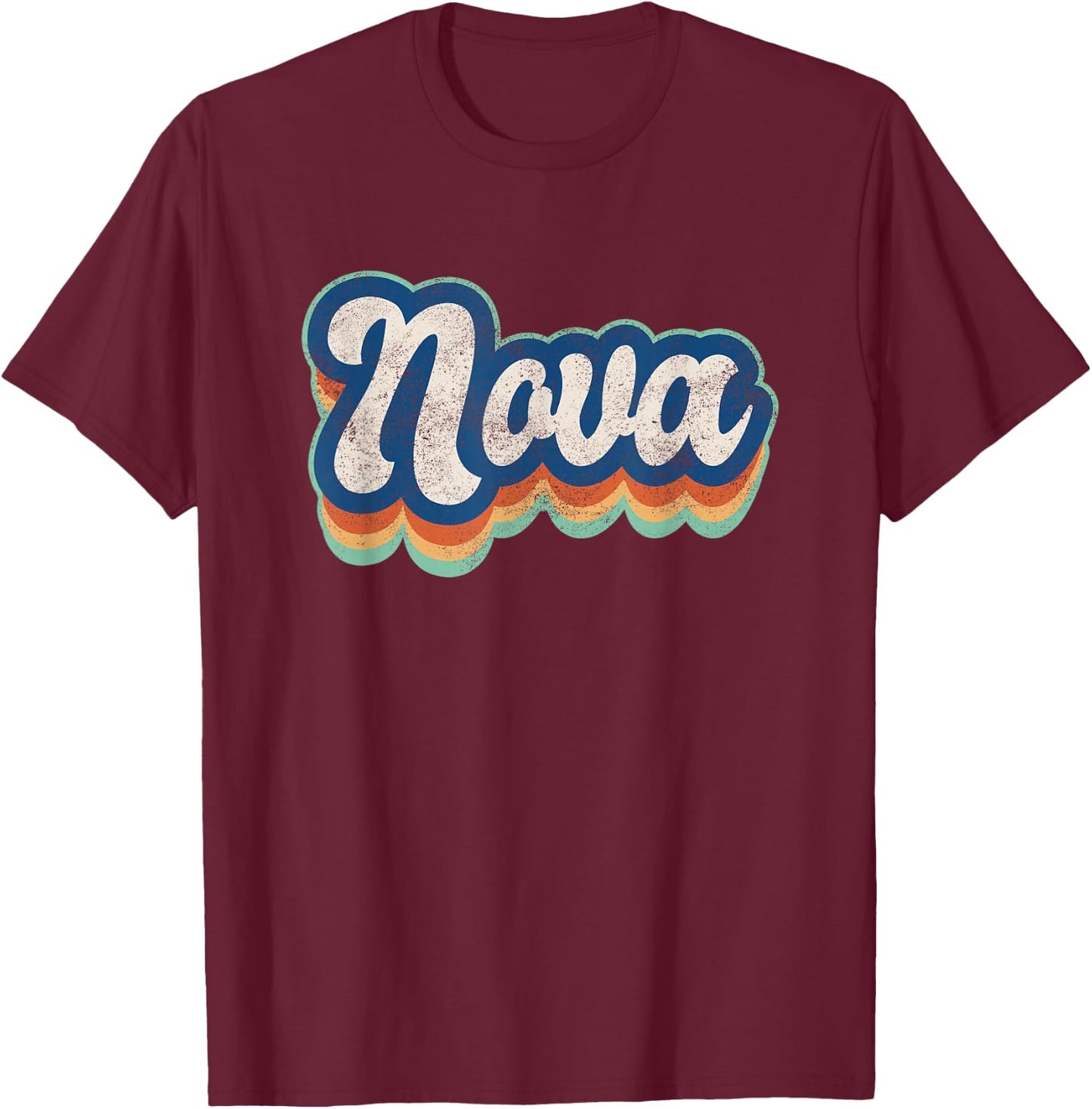 Nova First Name Boy Vintage Style 70s 80s Personalized T-Shirt - T-Shirt | Maroon