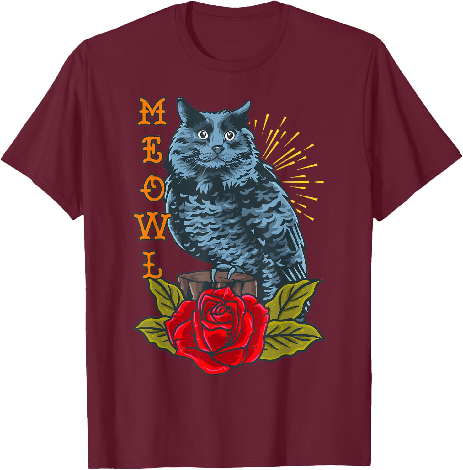 Meowl Cat And Owl Women Kids T-Shirt - T-Shirt | Maroon