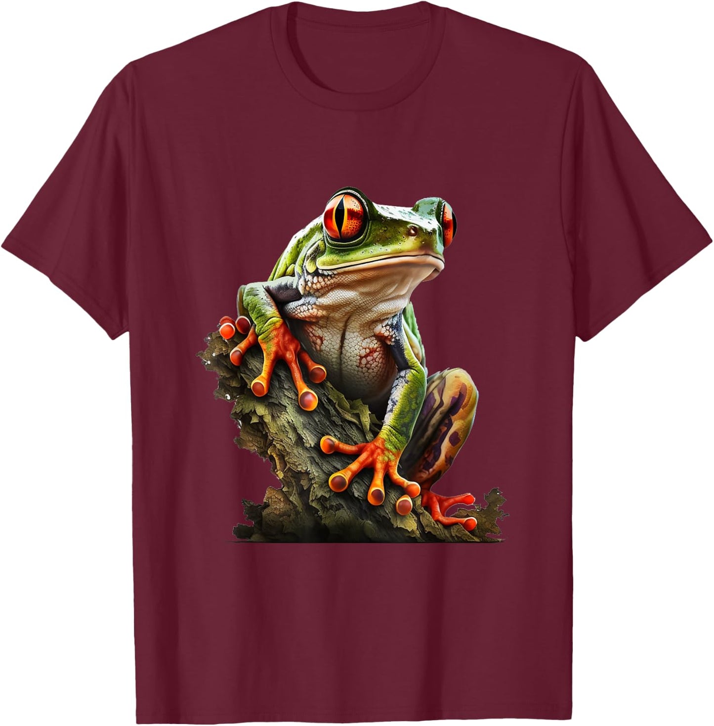 Tree Frog Red Eyed Tree Frog Rainforest Amphibian Frogs T-Shirt - T-Shirt | Maroon