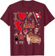 Peruvian hand drawn landmarks, Peru map, Culture icons T-Shirt - T-Shirt | Maroon