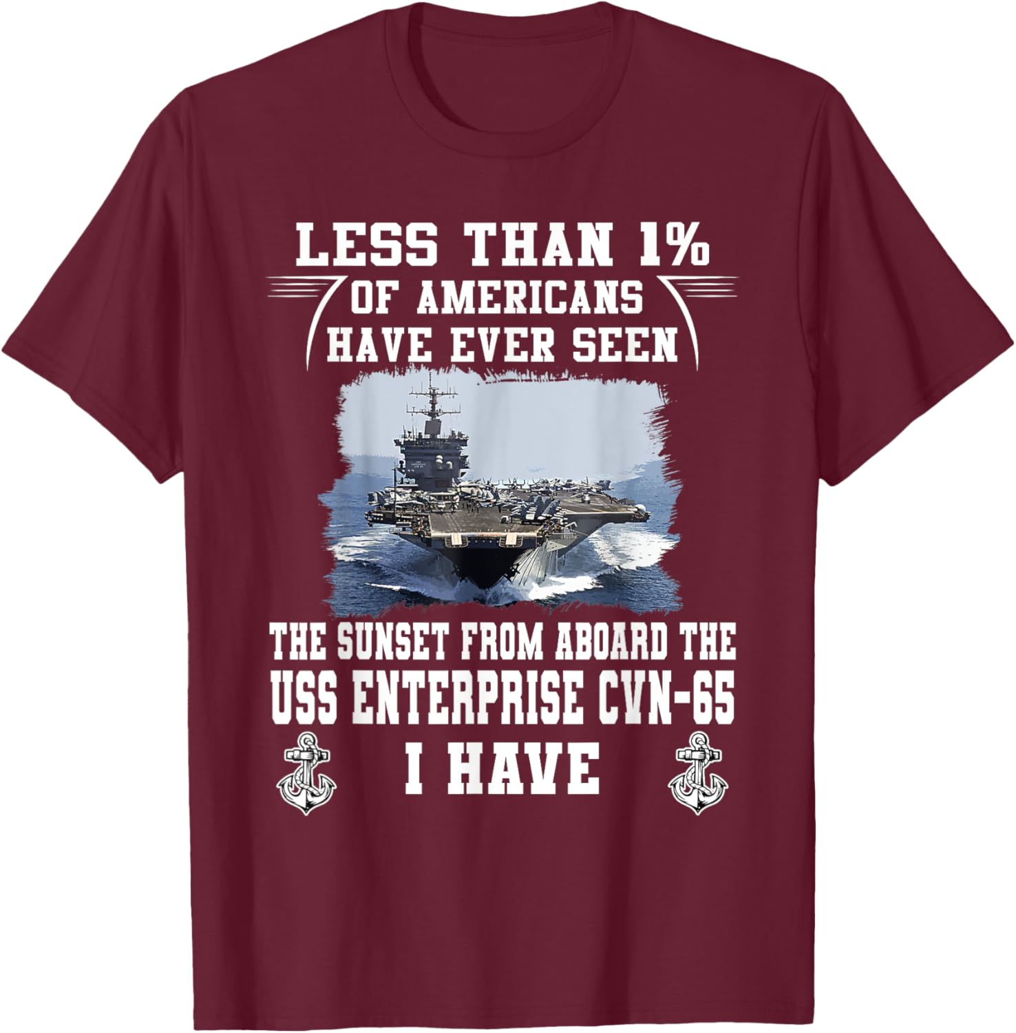 USS Enterprise CVN-65 Aircraft Carrier T-Shirt - T-Shirt | Maroon