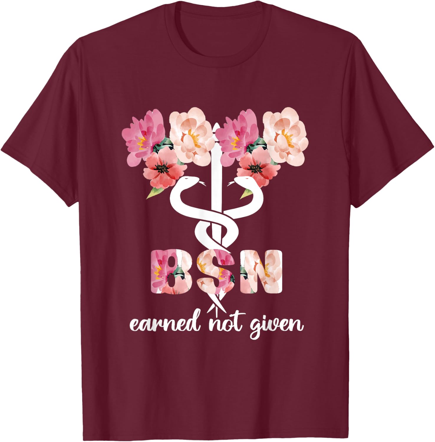 BSN Caduceus Bachelor Of Science In Nursing Student T-Shirt - T-Shirt | Maroon
