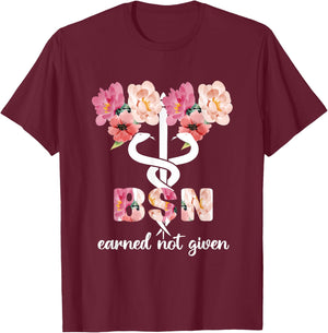 BSN Caduceus Bachelor Of Science In Nursing Student T-Shirt - T-Shirt | Maroon