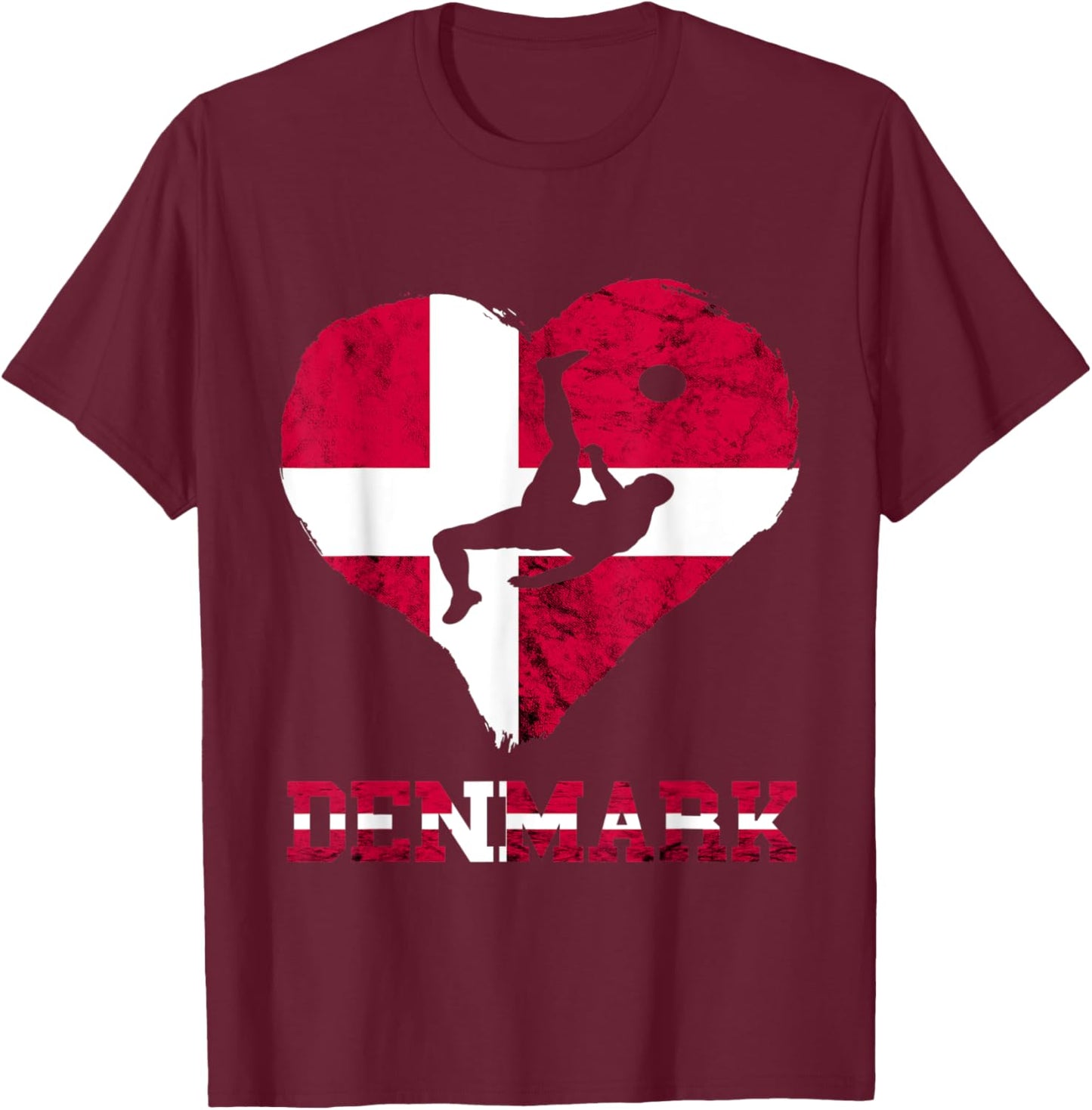 Danish Soccer Team Heart Denmark Football Danes Denmark T-Shirt - T-Shirt | Maroon