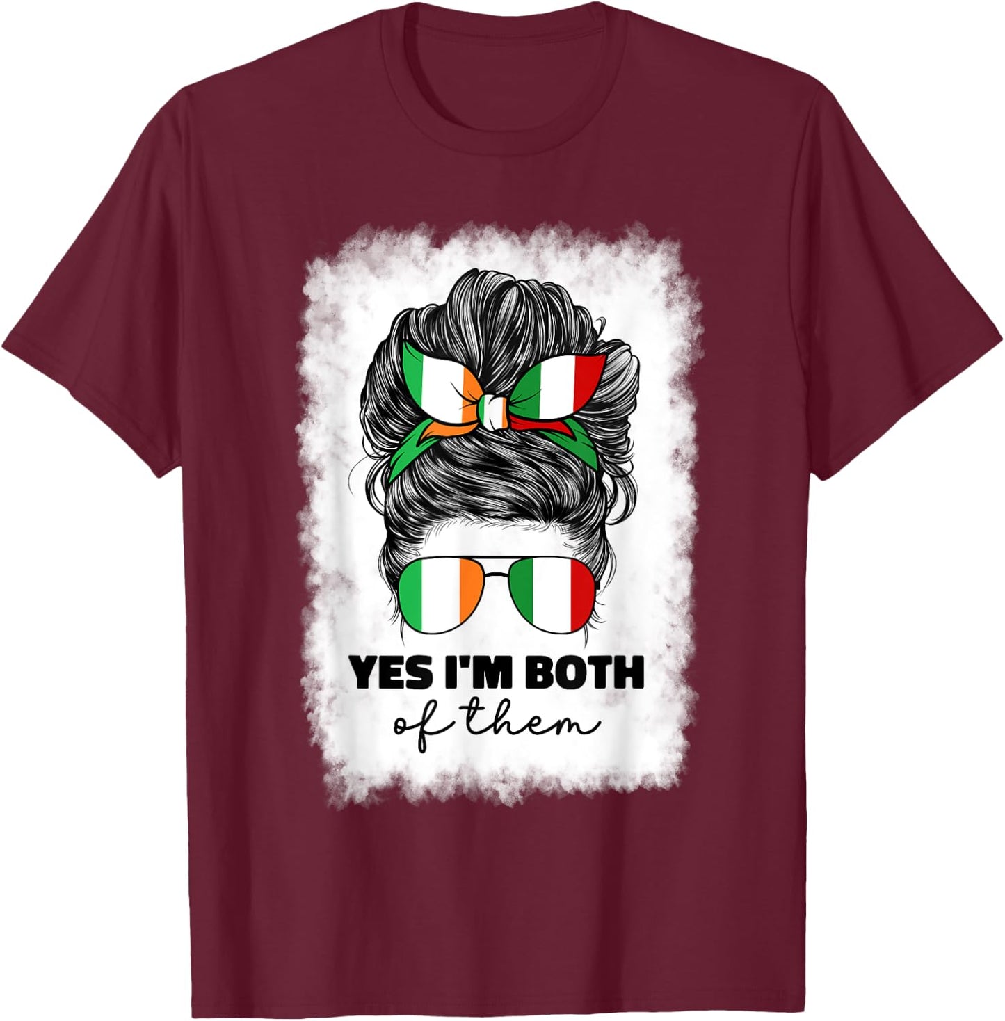 Half Italian And Irish Ireland Italy Flag Girl Mix T-Shirt - T-Shirt | Maroon