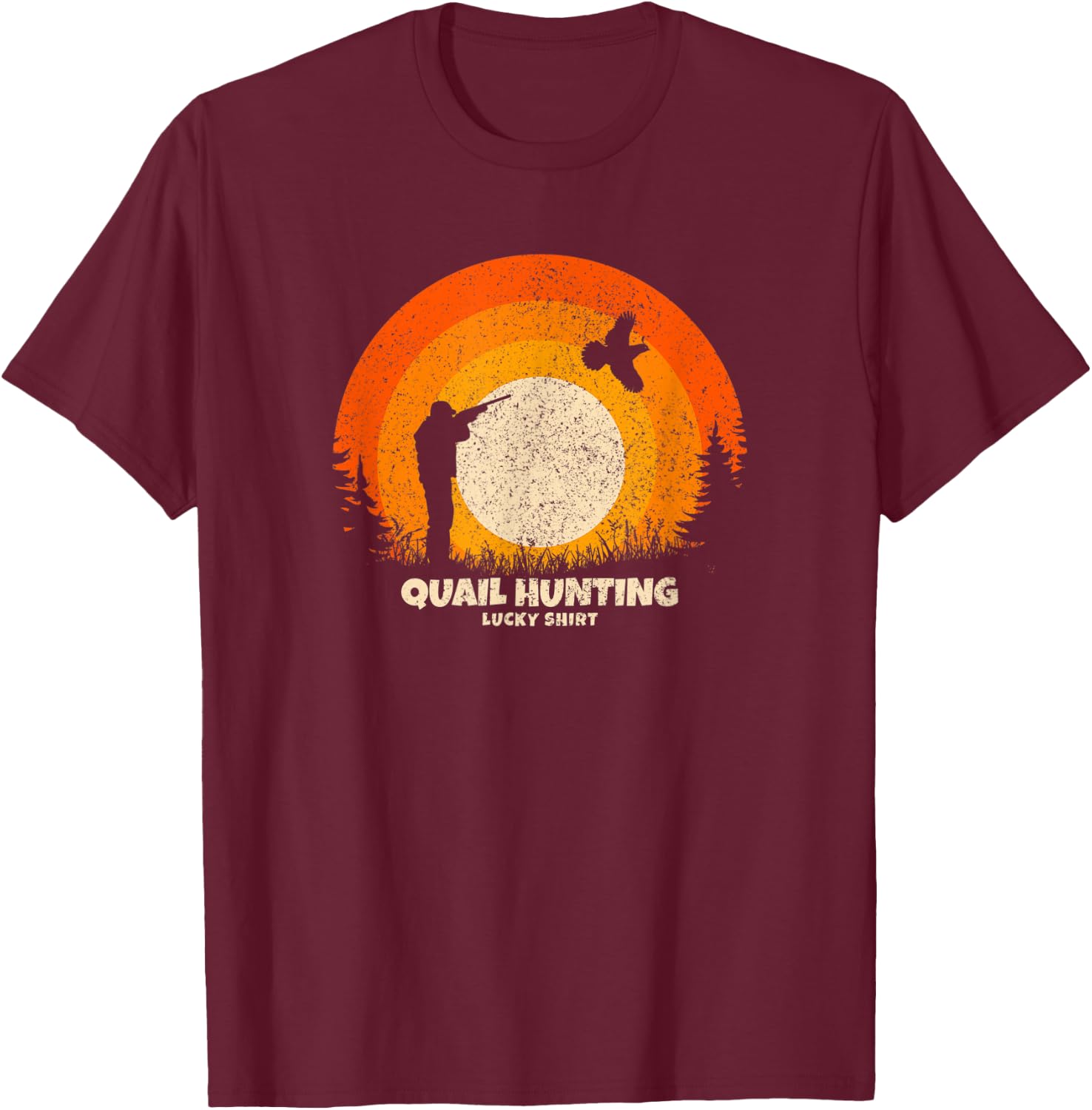 Lucky Charm Quail Hunting T-Shirt - T-Shirt | Maroon