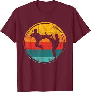Retro Karate Fighter - Karateka Combat Self Defense Coach T-Shirt - T-Shirt | Maroon