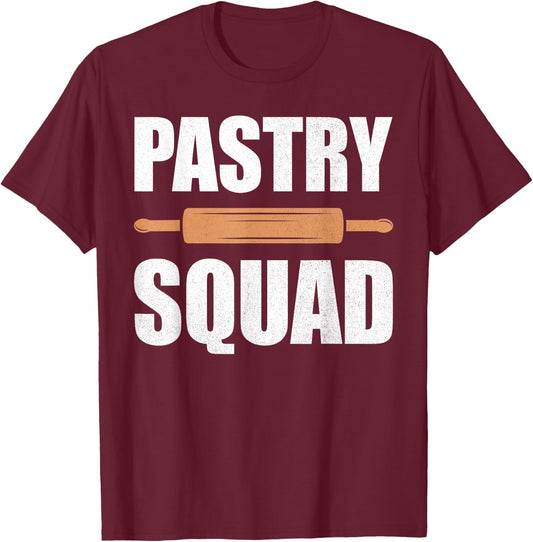 Pastry squad, rolling pin, group matching baking squad crew T-Shirt - T-Shirt | Maroon