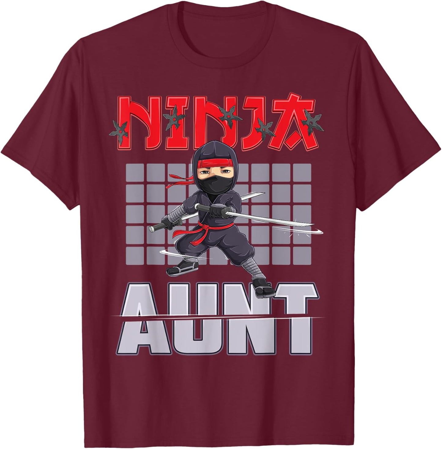 Aunt Ninja Birthday Party Ideas Birthday Ninja Aunt T-Shirt - T-Shirt | Maroon