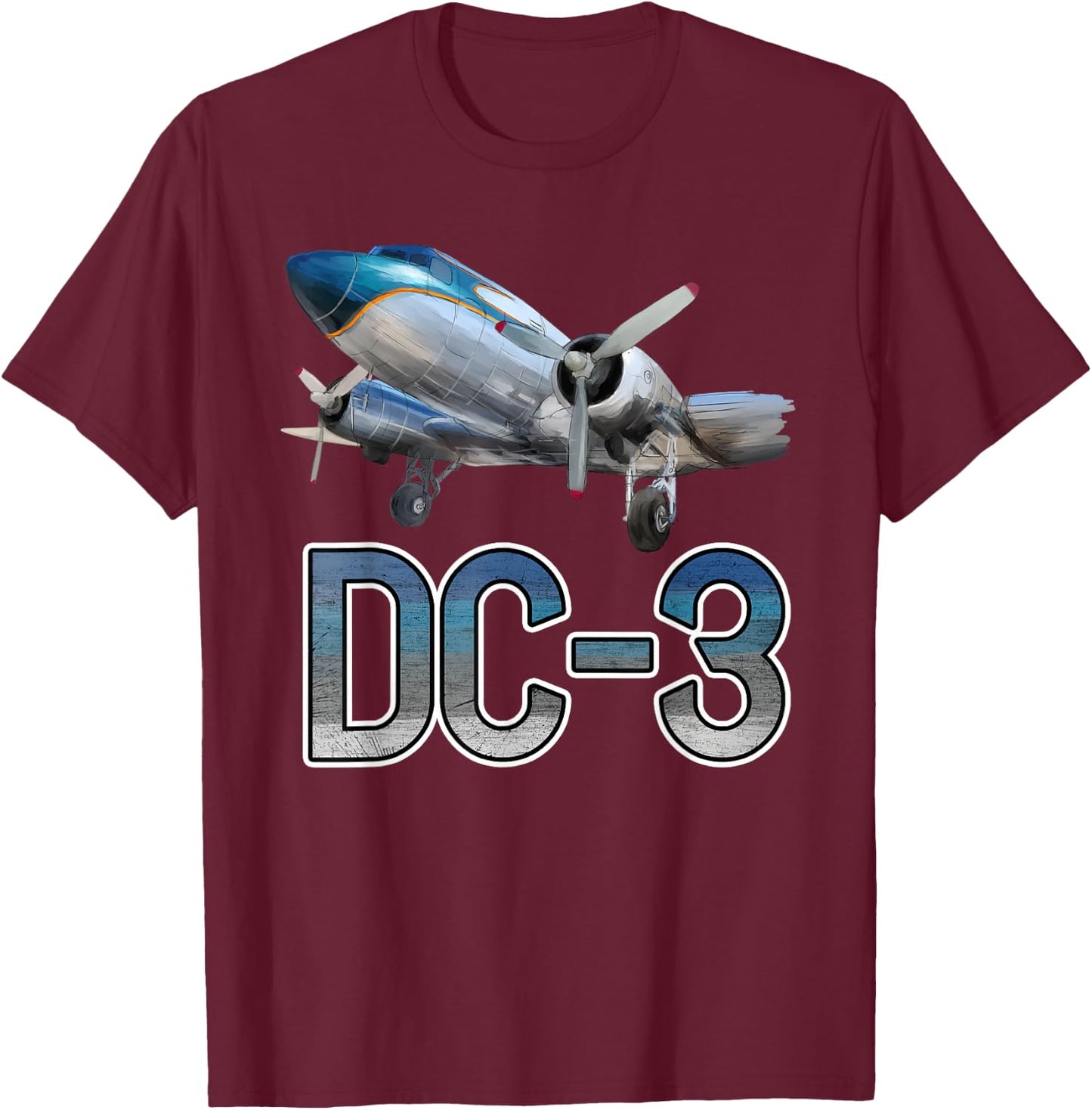Vintage DC-3 Airplane Funny Aircraft Plane Lover Outfit Men T-Shirt - T-Shirt | Maroon