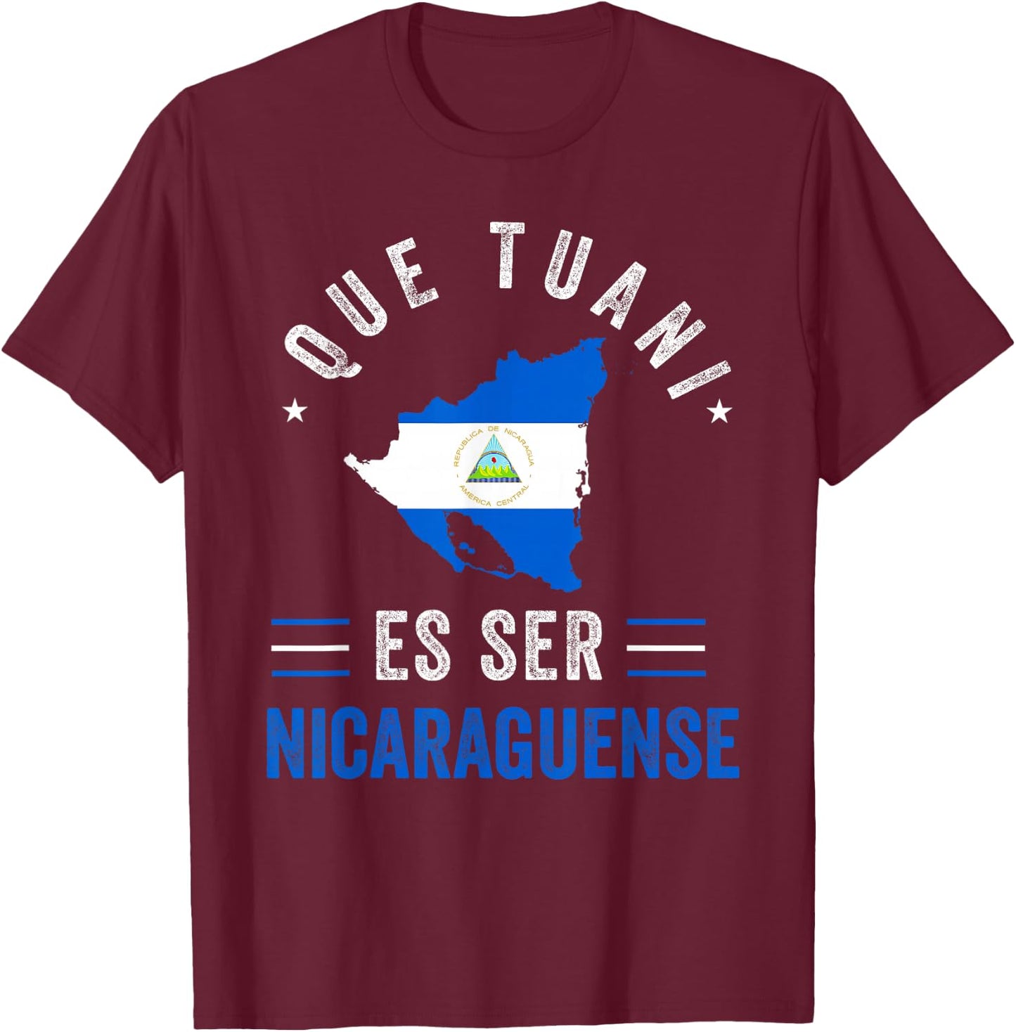 Nicaragua Flag Camiseta Nicaraguan Nicoya Pinoleros Tuani T-Shirt - T-Shirt | Maroon