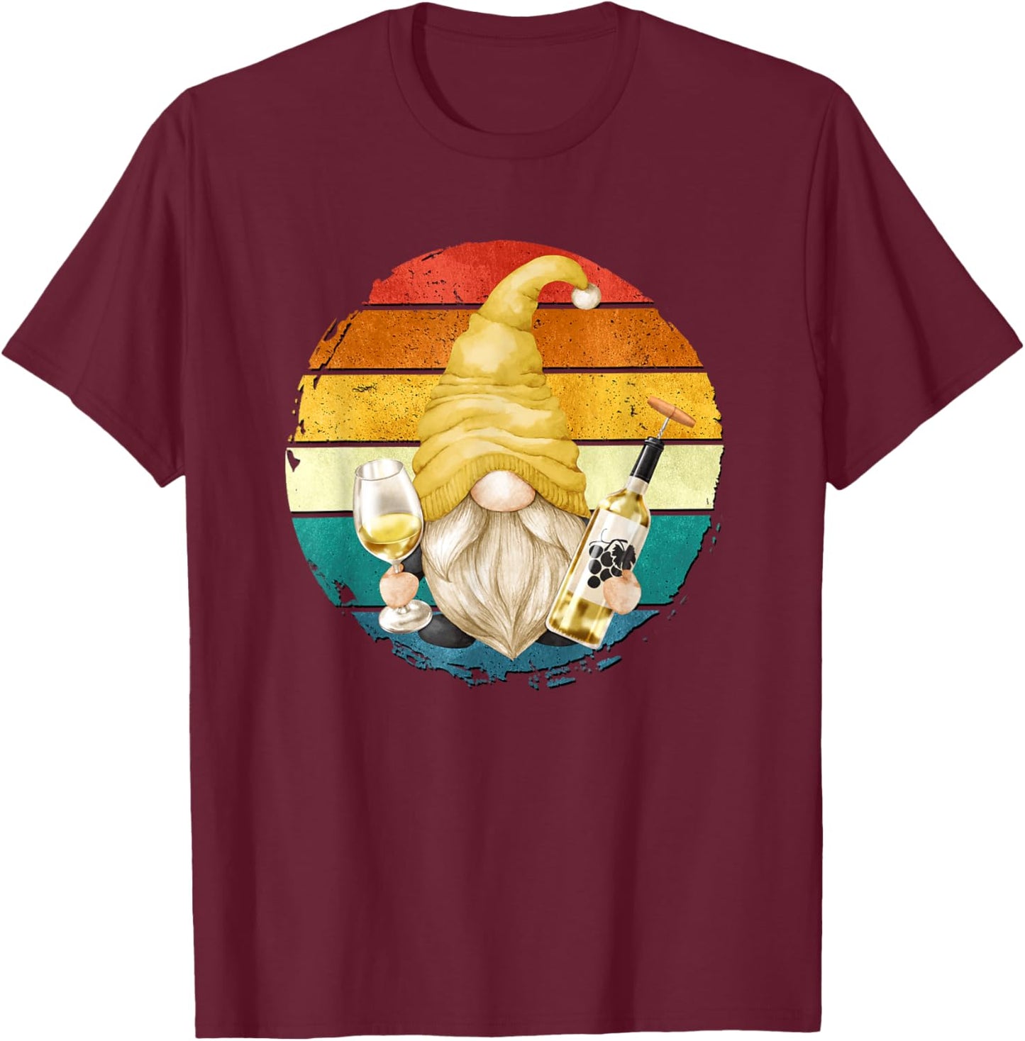 Vintage Wine Gnome Graphic For Just A Girl Who Loves Wine T-Shirt - T-Shirt | Maroon