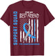T1D Support Squad Best Friend Type 1 Diabetes Awareness Flag T-Shirt - T-Shirt | Maroon