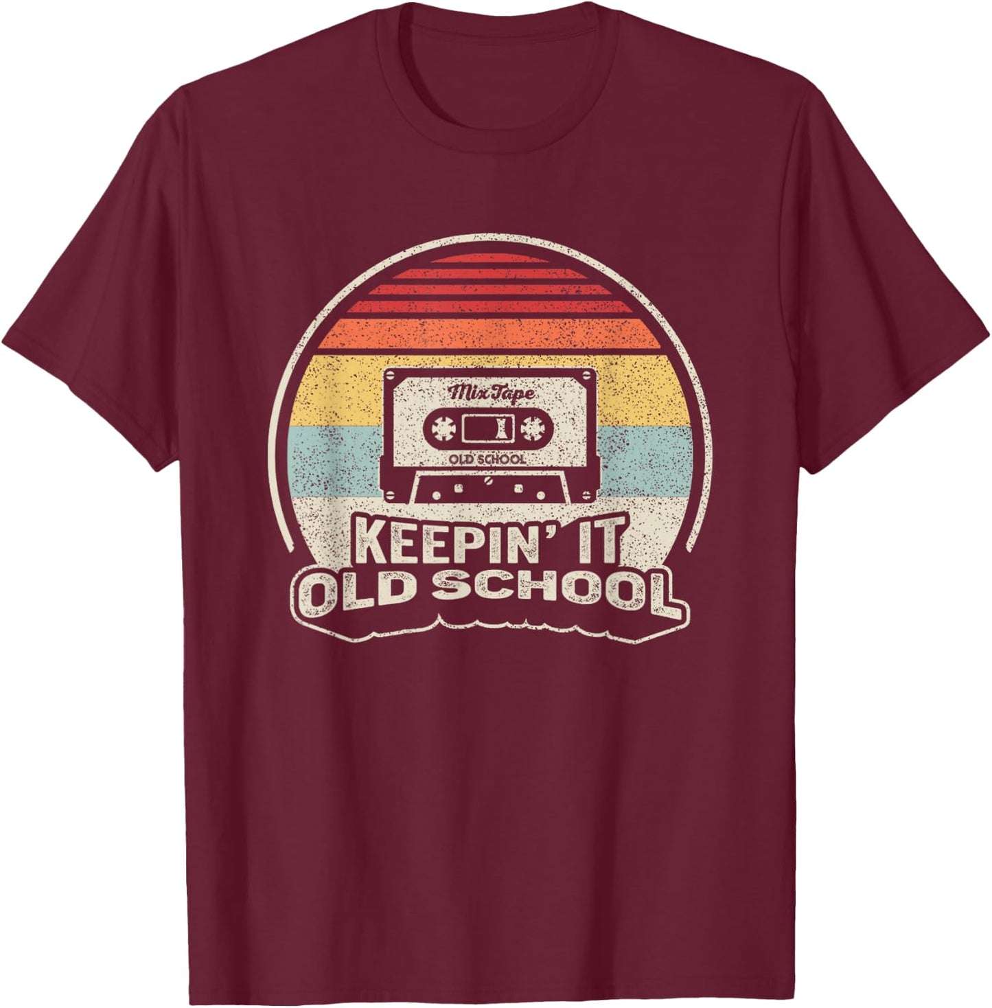 Cassette Music Retro Old School Hip Hop 80s 90s Mixtape T-Shirt - T-Shirt | Maroon