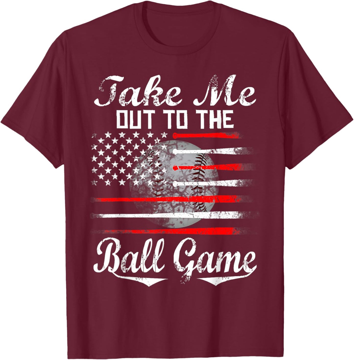 Take Me Out To The Ball Game Baseball Mothers Day T-Shirt - T-Shirt | Maroon