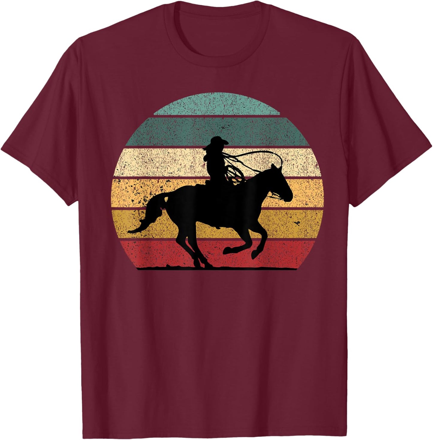 Girl Roping Horse Riding Cowgirl Vintage Texas Equestrian T-Shirt - T-Shirt | Maroon