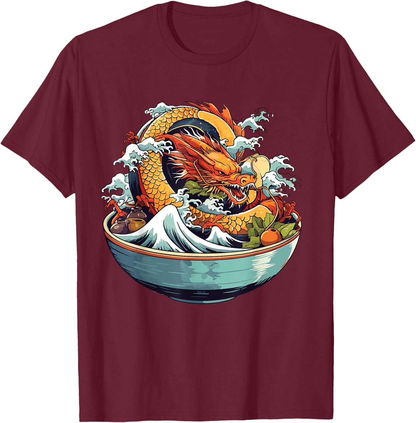 Sushi Dragon Japanese Food Kawaii Dragon Anime Sushi T-Shirt - T-Shirt | Maroon