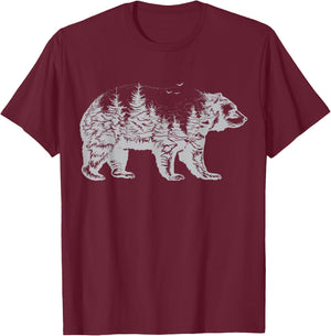 Bear silhouette forest nature for lovers of animal wildlife T-Shirt - T-Shirt | Maroon